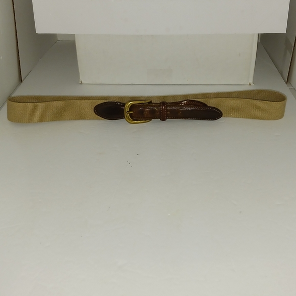 Torino Brown Leather and Tan Webbed Belt - 38 - Picture 3 of 10